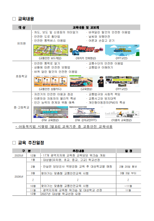 ‘학교로 찾아가는 교통안전교육 실시’...